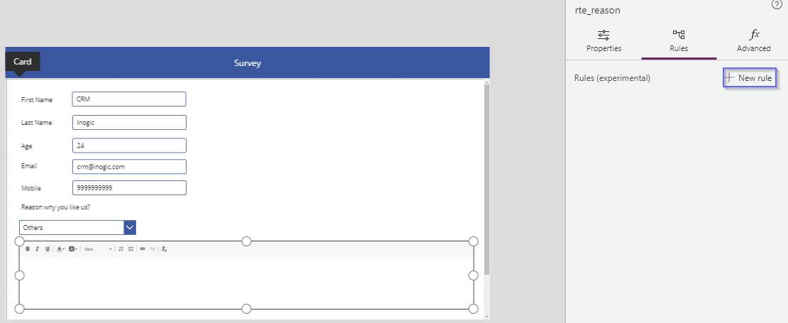 PowerApps – Alter Component(s) properties based off of other field(s) value using Rules