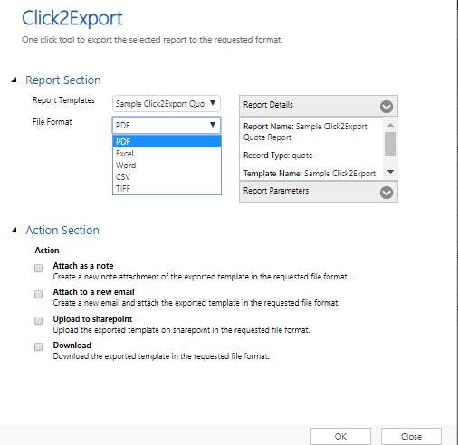 Download Dynamics CRM Report to PDF