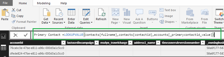 Working on Lookup field of Dynamics 365 in Power BI