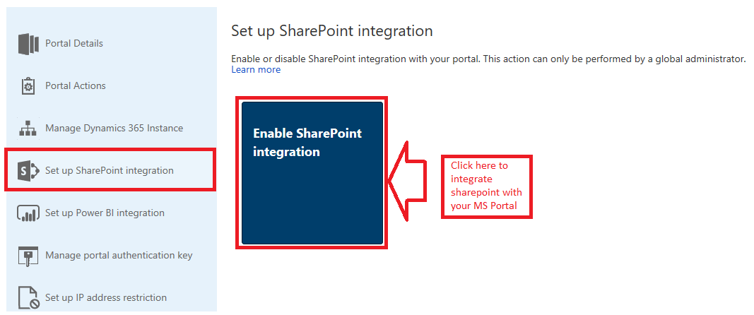 SharePoint Integration with MS Portal