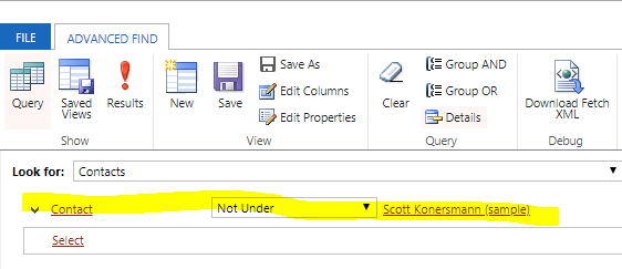 Under and Not Under Clauses in Dynamics 365 CRM