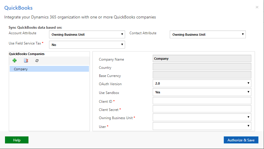 Connect and configure QuickBooks