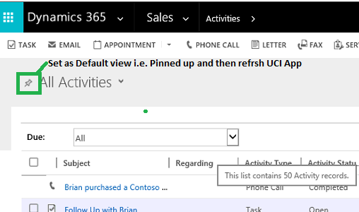 Error when user trying to open Activities in UCI of Microsoft D365