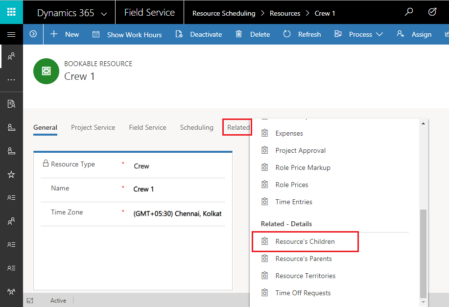 Scheduling Multiple Resource for a Work Order using Crew in Dynamics 365