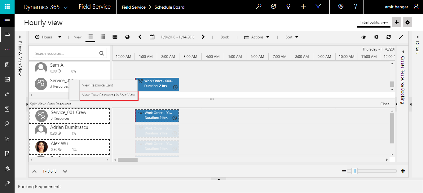 Scheduling Multiple Resource for a Work Order using Crew in Dynamics 365