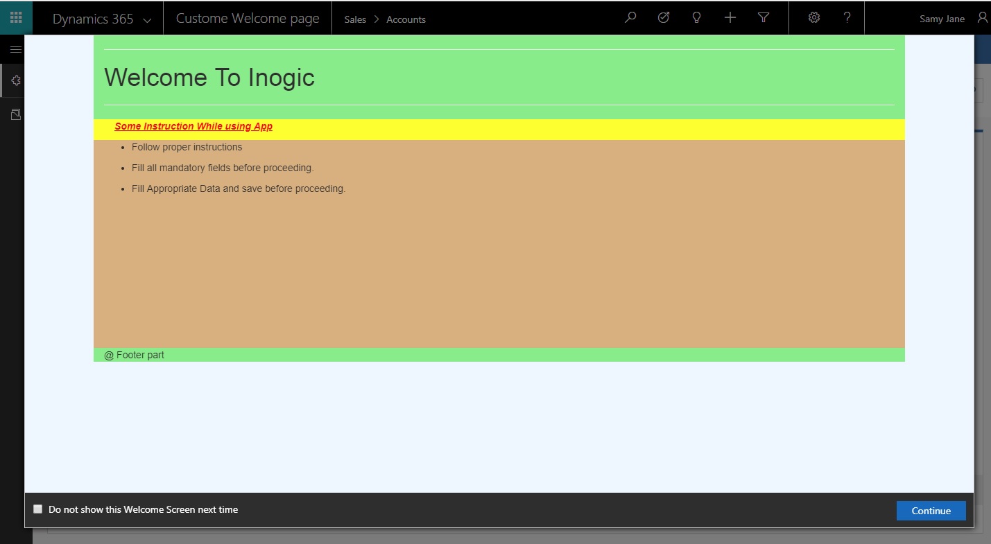 Showing custom web page in UCI