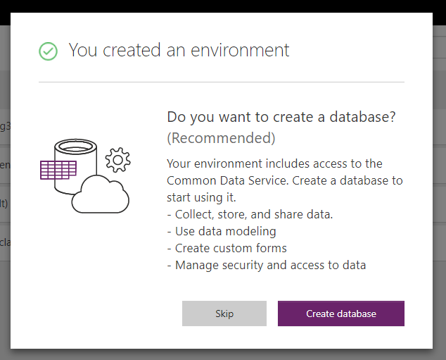 Create Environment in Common Data Service