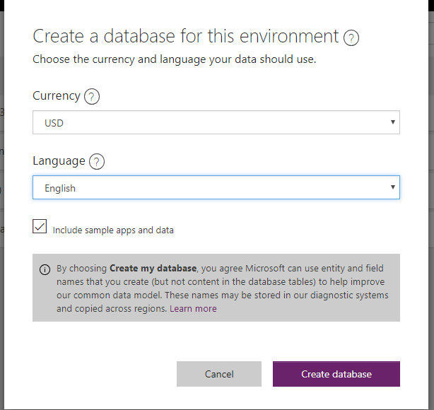 Create Environment in Common Data Service