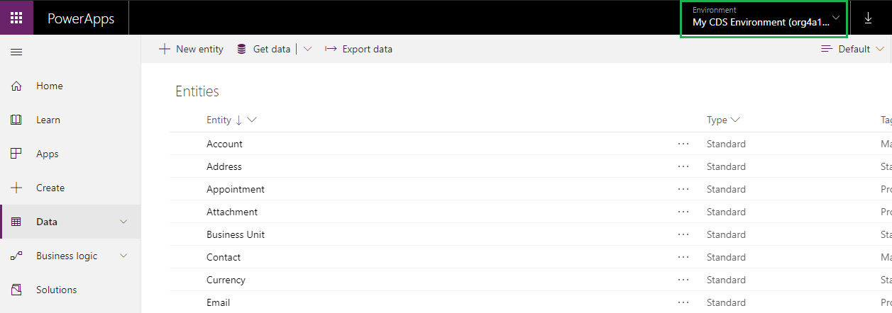 Create Environment in Common Data Service