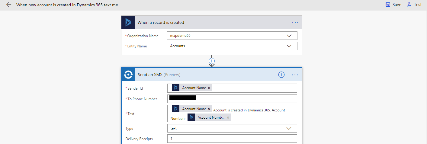 Send SMS to user when a new record is created in Dynamics 365 CRM using Nexmo