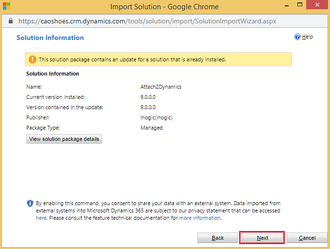 Upgrading Attach2Dynamics Solution