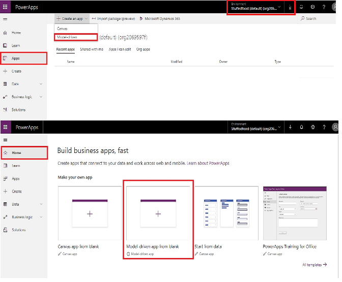 Create Model Driven App for CDS Environment