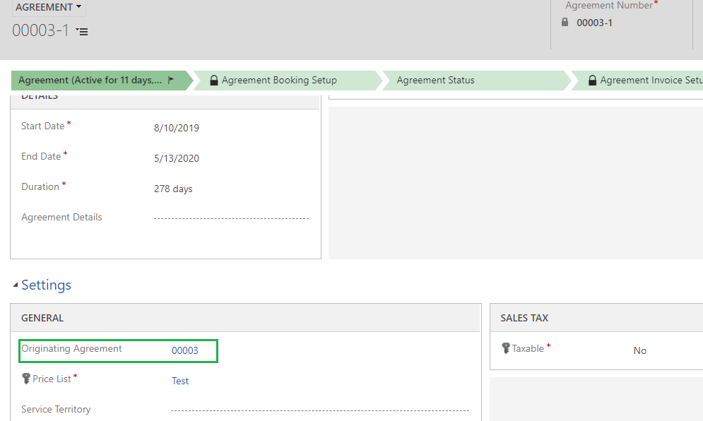 Copy Agreement ribbon button on Agreement entity in Dynamics 365 for Field Service