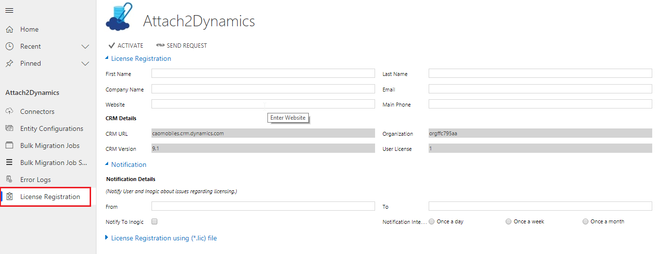 Configure and Activate Attach2Dynamics License