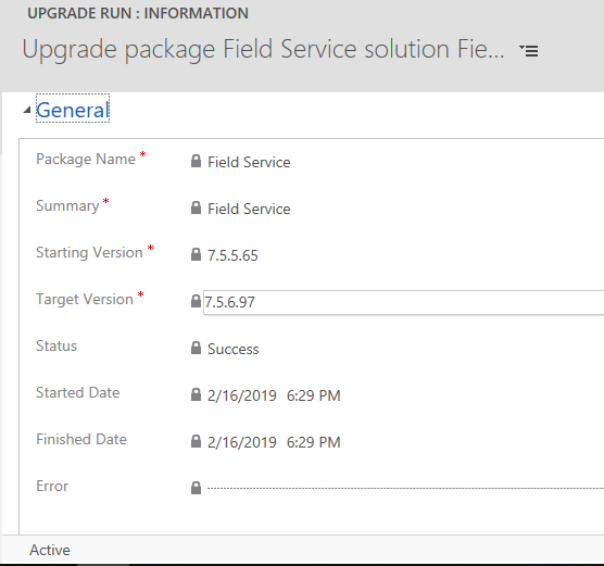 Upgrade Runs Entity in Dynamics CRM 365