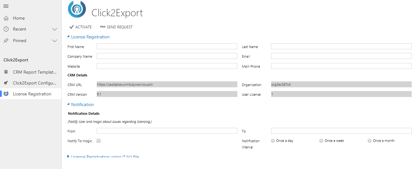 CIick2Export License Registration