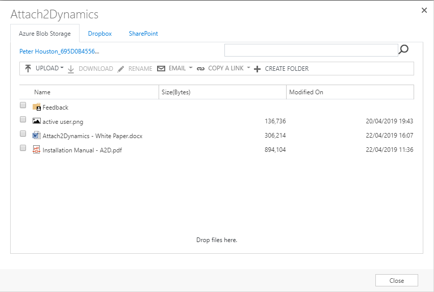 Support for Azure Blob Storage & Move Copy Sales Literature Attachments