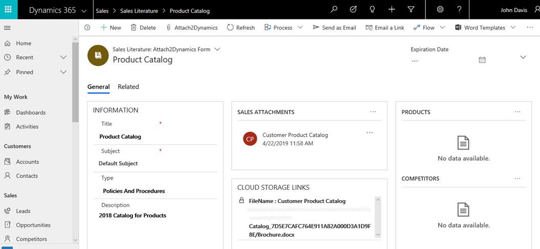 Support for Azure Blob Storage & Move Copy Sales Literature Attachments