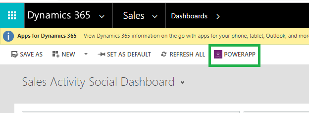 Open PowerApps from inside the Dynamics 365 Customer Engagement
