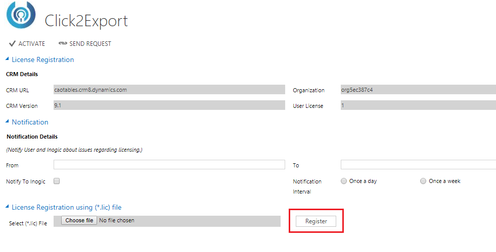 CIick2Export License Registration