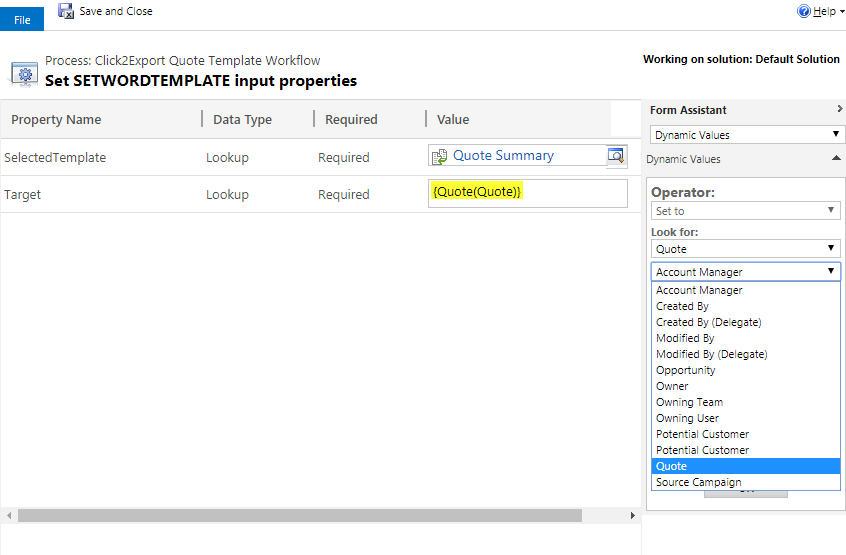 Use Click2Export Workflow to Export Dynamics CRM Word Templates