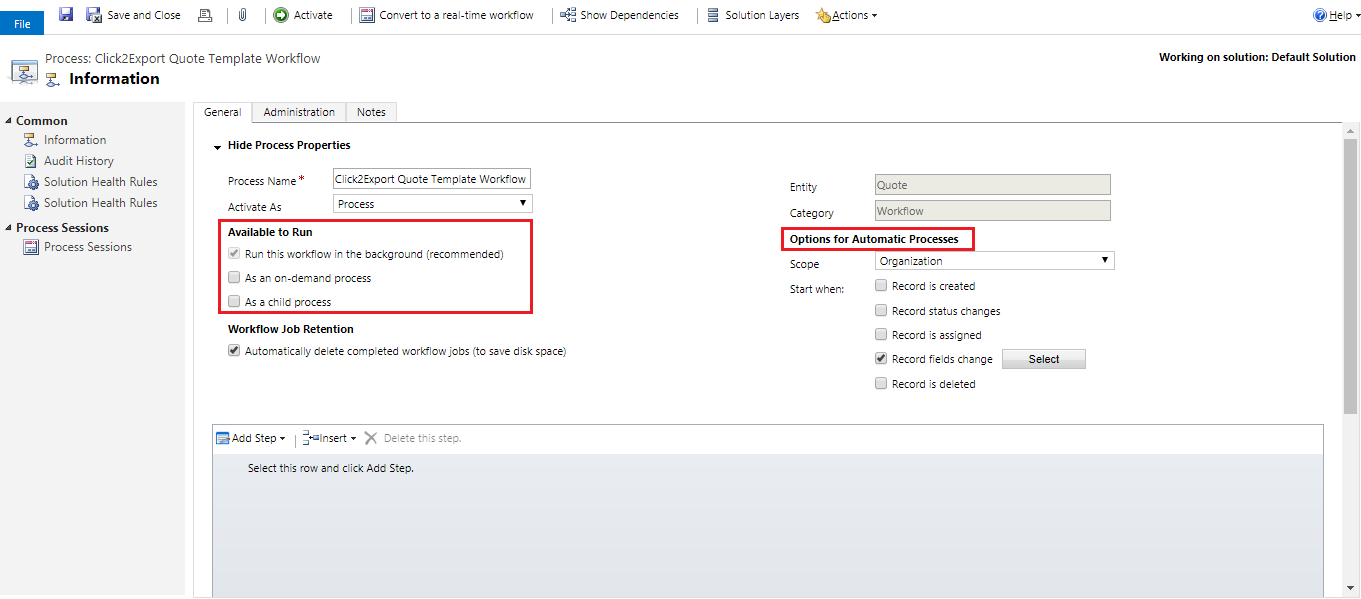 Use Click2Export Workflow to Export Dynamics CRM Word Templates