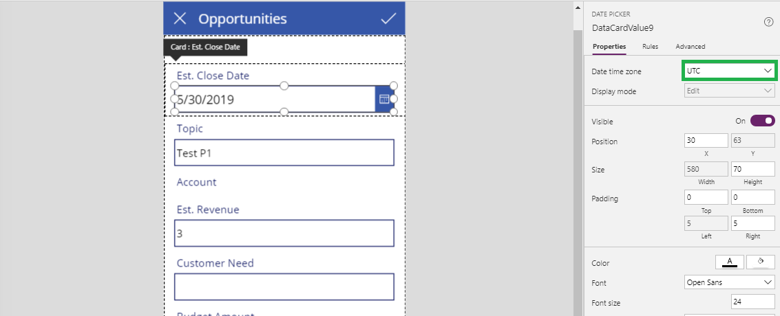 Useful tip for the Local and UTC setting in PowerApps