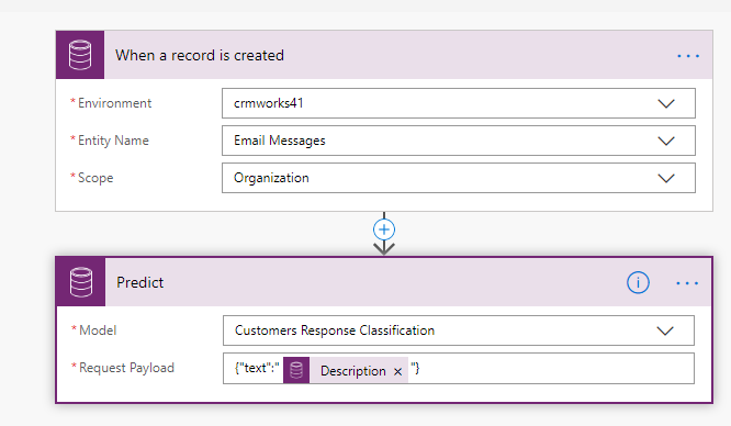 Text classification model Microsoft Flow