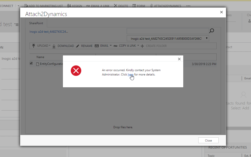 Unable to create anonymous link of uploaded file in SharePoint using Attach2Dynamics in Dynamics 365 CRM