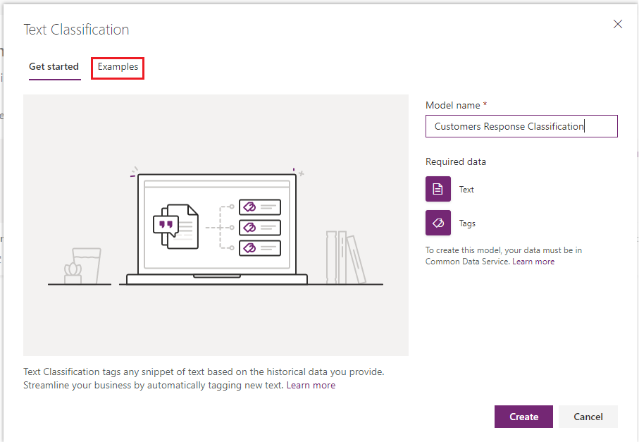 Text classification model Microsoft Flow