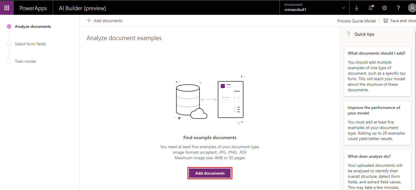 Form Processing AI Model Microsoft Flow Power Apps