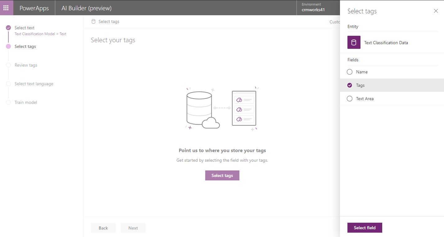 Text classification model Microsoft Flow