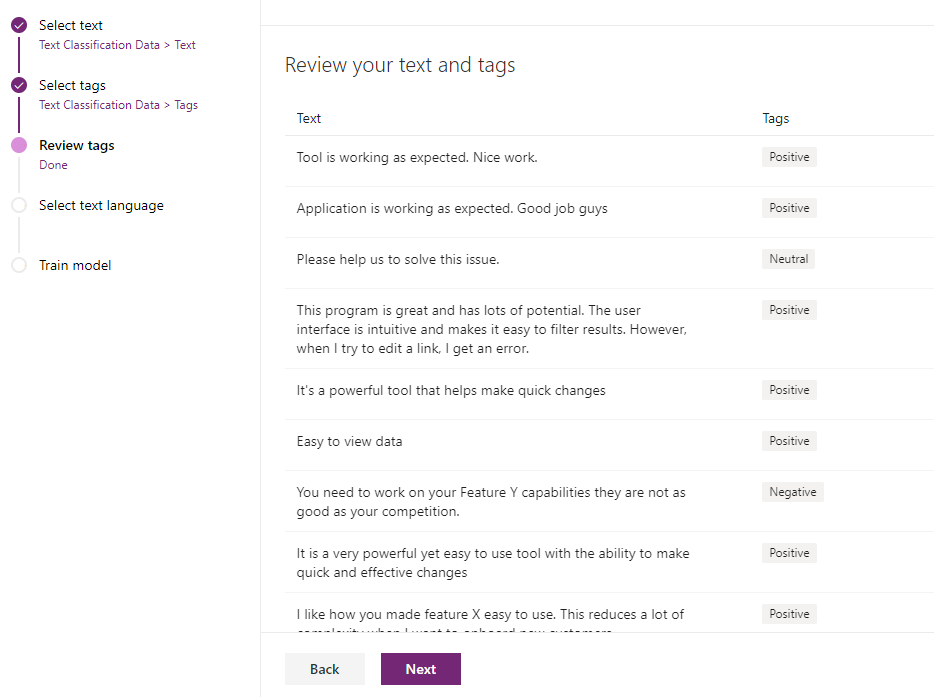 Text classification model Microsoft Flow