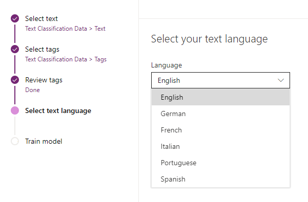 Text classification model Microsoft Flow