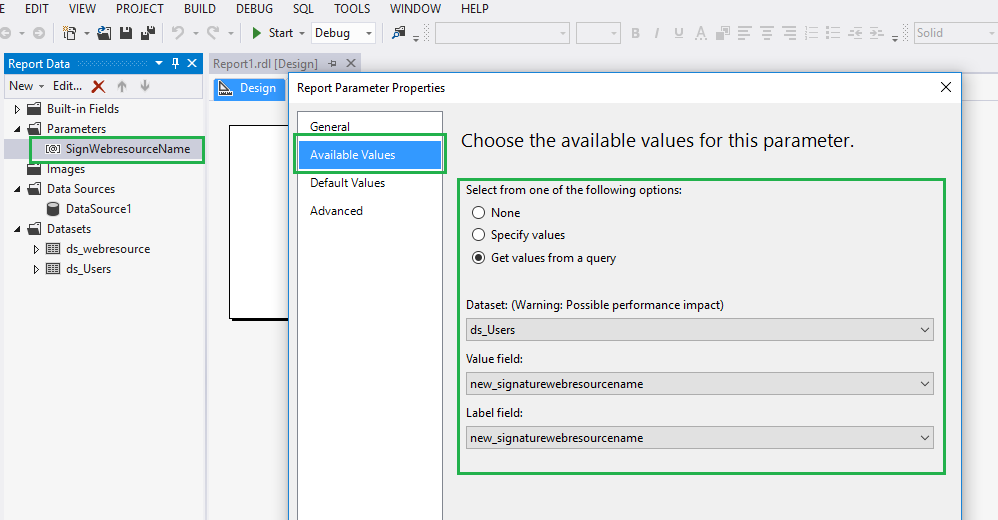 Web Resource of Dynamics 365 CRM in SSRS Report