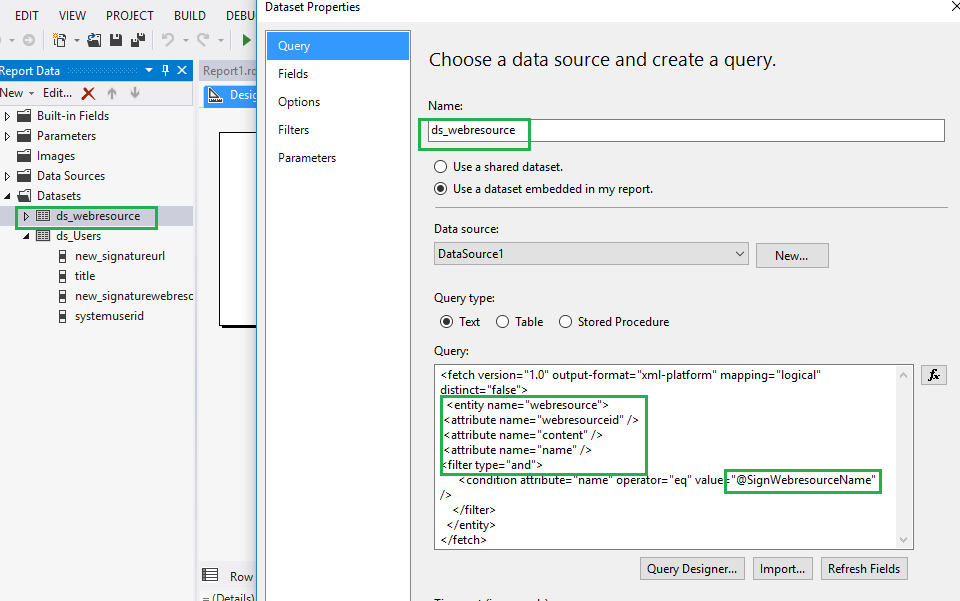 Web Resource of Dynamics 365 CRM in SSRS Report