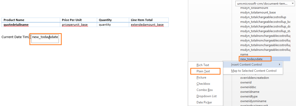 Dynamics 365 word template