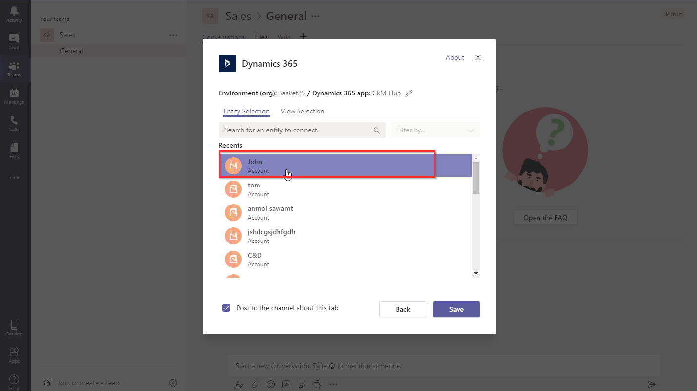 Integration between Dynamics 365 CRM and Microsoft Teams in Wave 2 Release