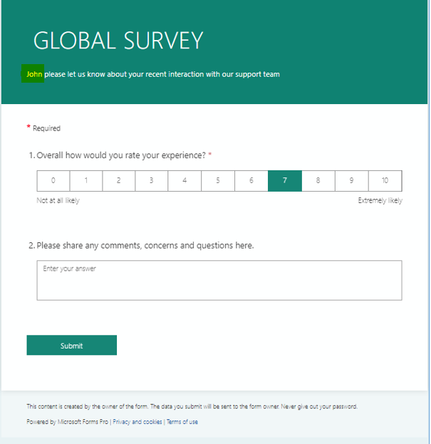 How to Send Survey and Get Response in CRM using MS Forms