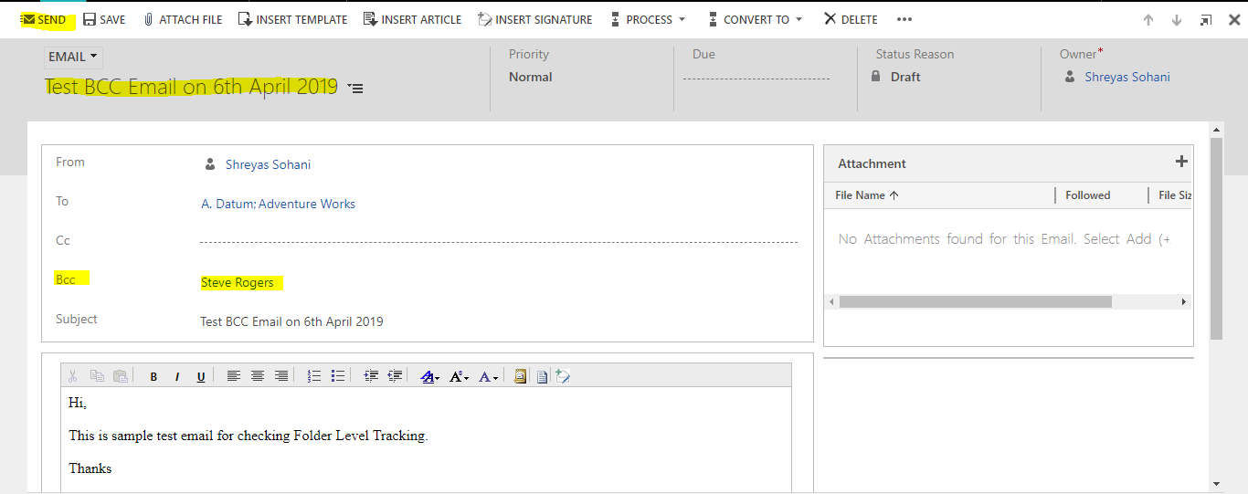 How to Track the BCC emails in Dynamics 365 CRM