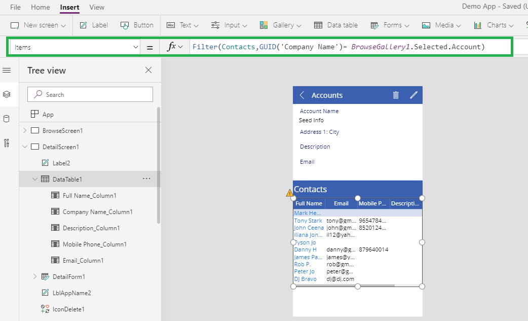 How to Add Hyperlink to Data Table Column in PowerApps