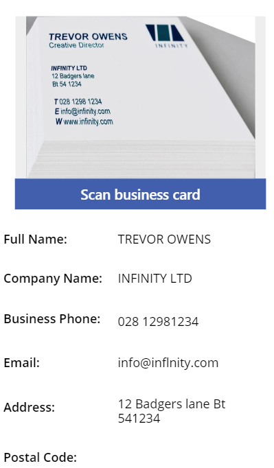 add Business Card Scan Control in PowerApps