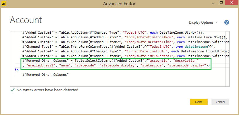 modify Power BI Report Data Source Queries from Advance Editor