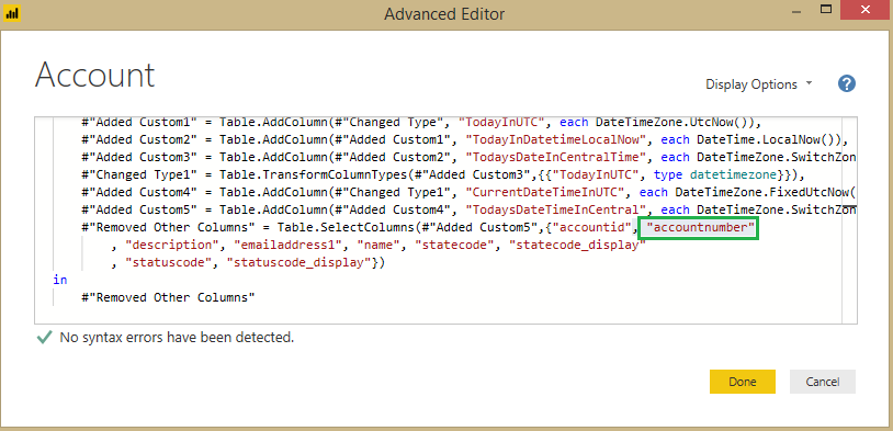 modify Power BI Report Data Source Queries from Advance Editor