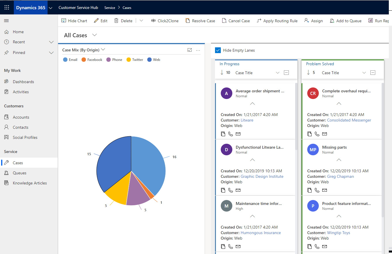 Works in context of the native CRM environment and responds to all native ribbon actions available for traditional views