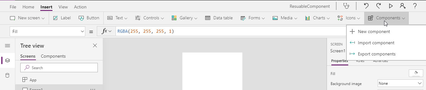 Canvas Components in PowerApps