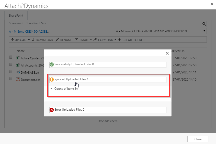 Friendly UI to drag and drop multiple files and folders from CRM to Cloud Storages