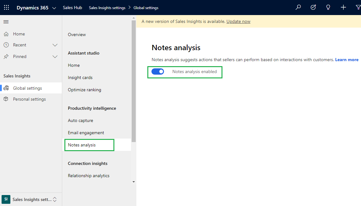 Notes Analysis from Sales Insights