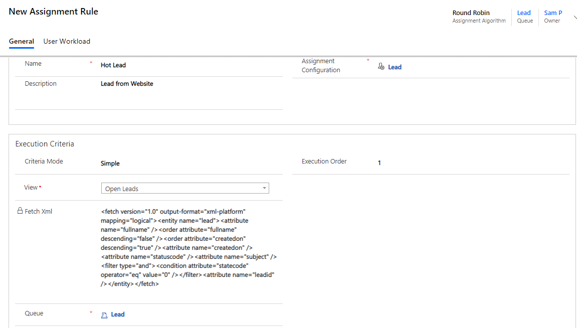 round robin lead assignment dynamics 365