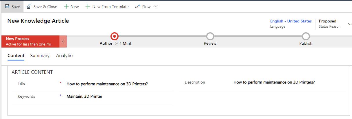 Knowledge Article Templates in Dynamics 365 CS as per 2019 Release Wave 2